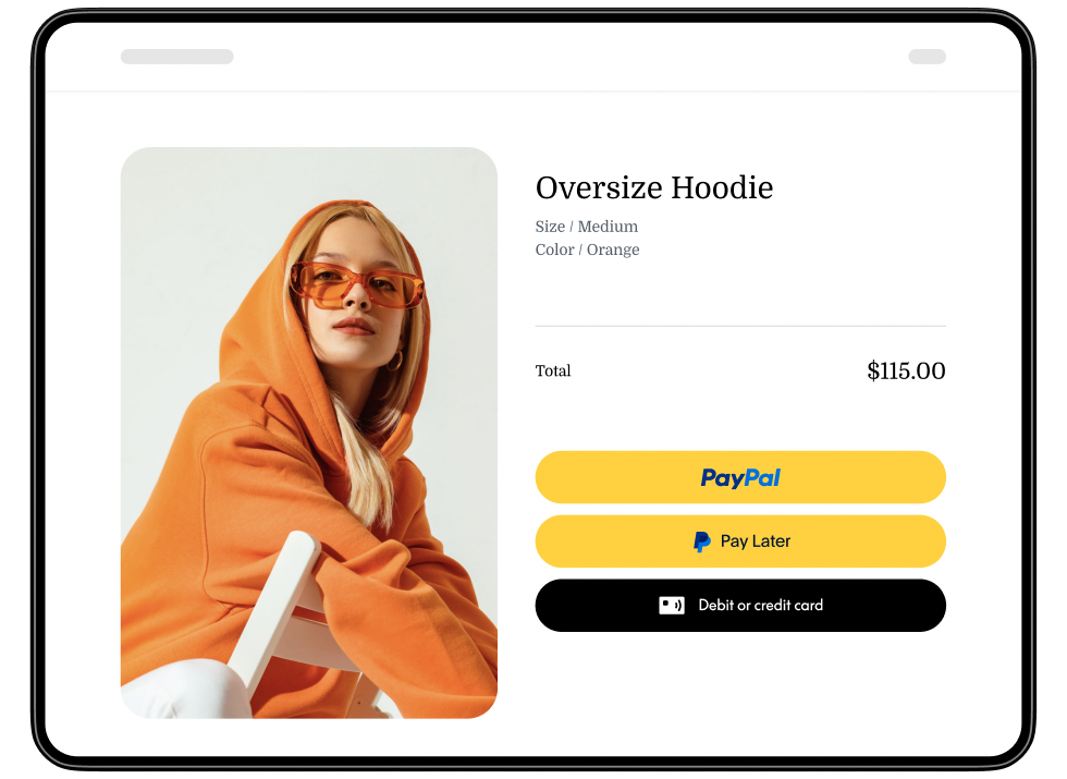 同时支持PayPal和信用卡借记卡支付